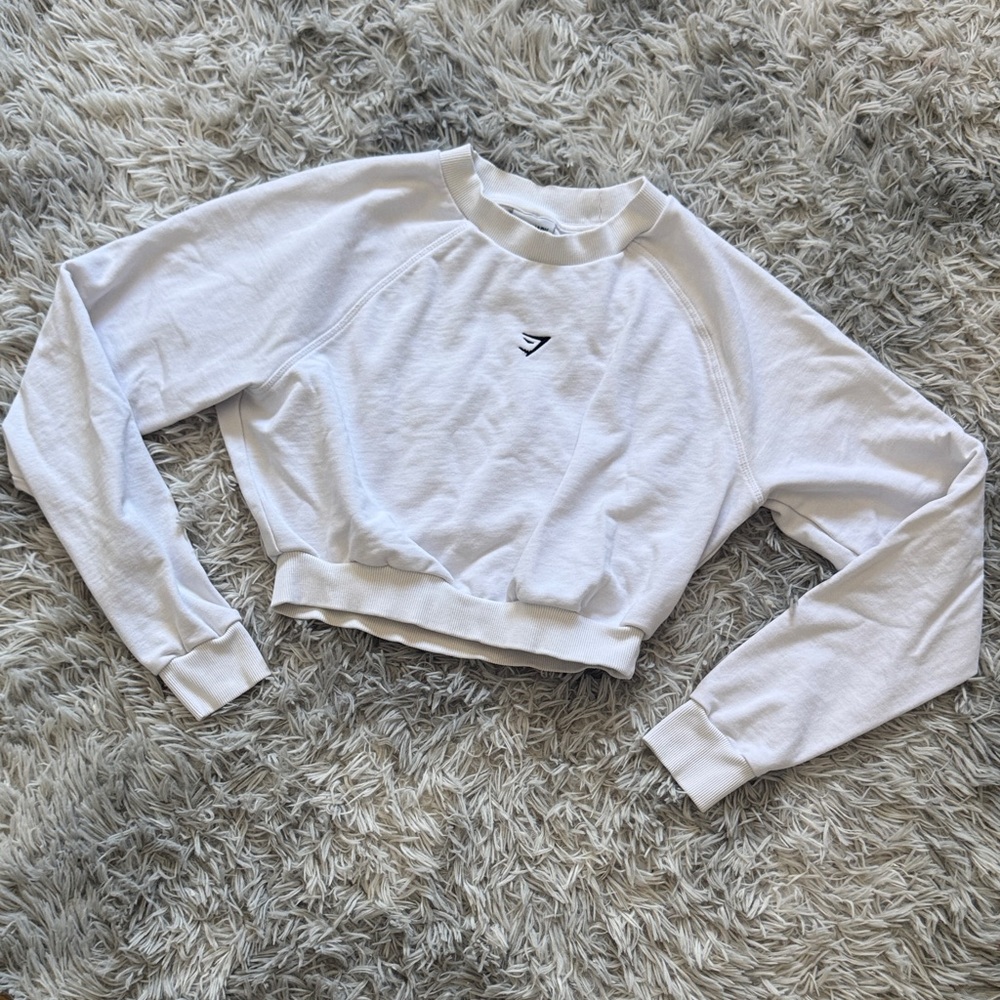 Gymshark White Cropped Hoodie